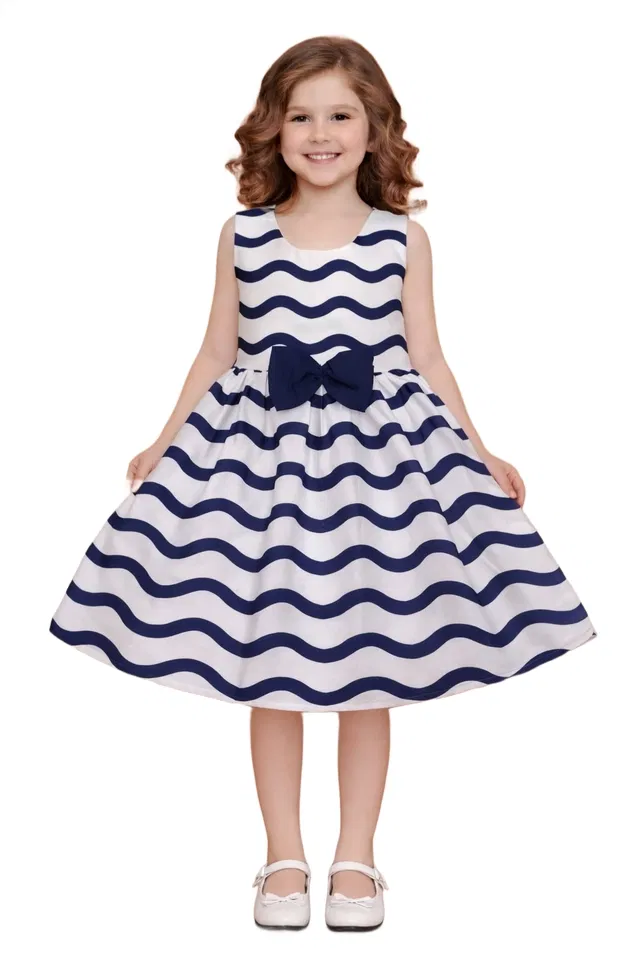 Printed Party Wear Dress for Girls (Multicolor, 3-4 Years)