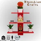 Wooden Triple Layer Wall Shelves For Home, Red