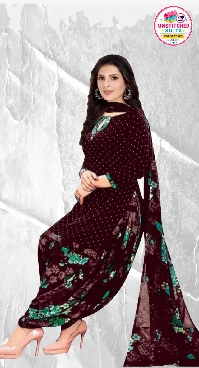 Unstitched Dress Material for Women & Girls (Brown)