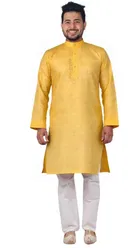 Embroided Kurta Set for Men, Yellow (M)