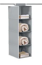 RAJ BAG 4 Shelf Closet Hanging Organizer, 4 Tier Closet Wardrobe Organizer Clothes Storage Hanger for Family Closet Bedroom, Foldable and Universal Fit (GREY, Pack of 1)