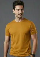 Polyester Round Neck T-shirt For Men, Mustard 
