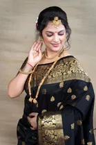 Silk Woven Design Saree for Women, Black 