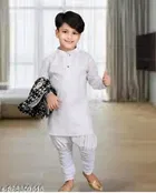 Solid Cotton Kurta Set for Boys 