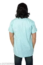 Cotton Blend Printed Short Kurta for Men 