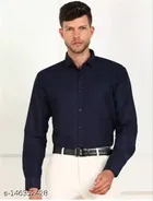 Cotton Blend Solid Full Sleeves Shirt for Men 