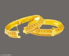 Brass Gold Plated Bangles for Women (Multicolor, 2.4) (Pack of 2)