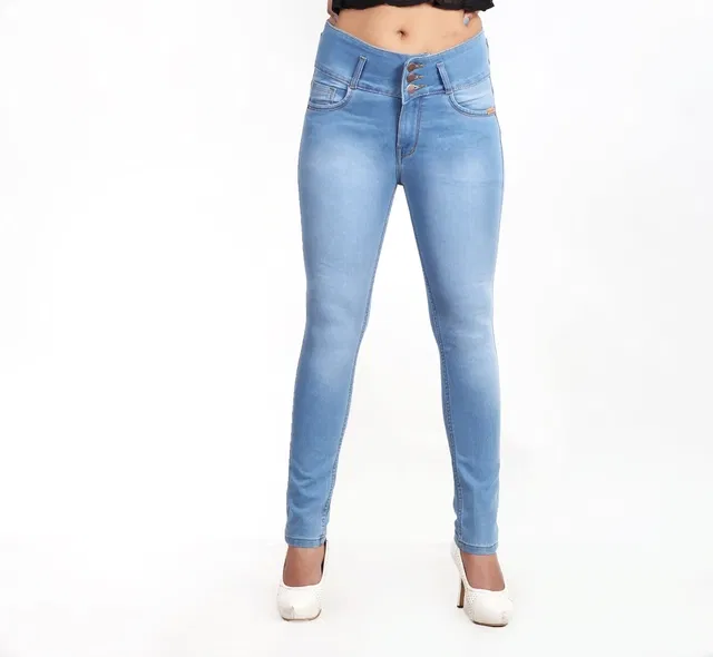 Cotton Blend Jeans for Women, Light Blue (32)