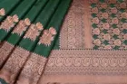 Litchi Silk Floral Saree for Women, Green 