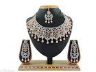 Rodium Plated Peach Bridal Chocker Jewellery Set for Women 
