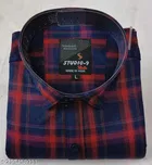 Cotton Blend Checked Shirt for Men, Red 