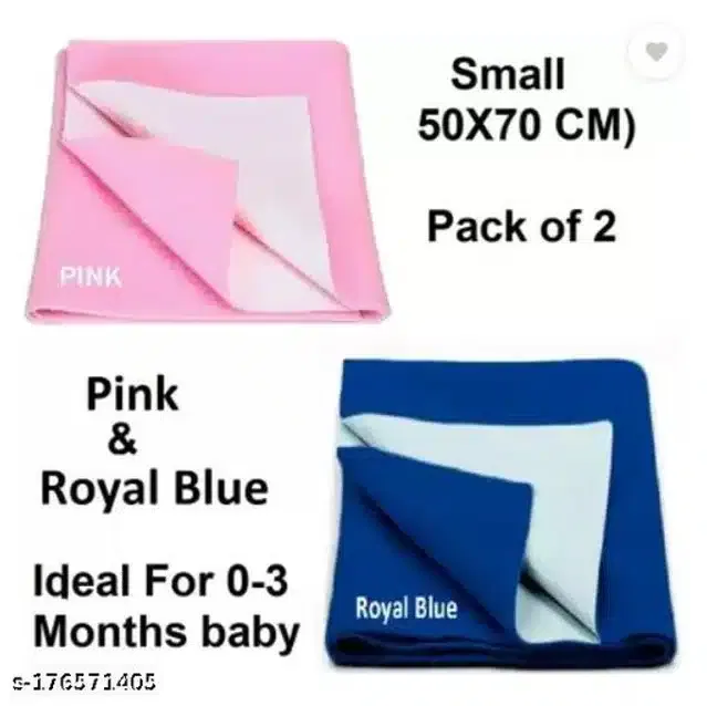 Cotton Mattress Protection Sheet (Baby Pink & Blue, 28x20 inches) (Pack of 2)