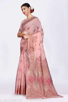 Linen Zari Woven Saree for Women 