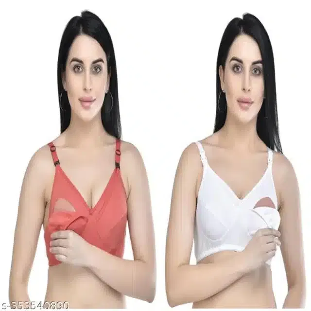 Polycotton Feeding Bra for Women (Assorted, 34C) (Pack of 2)