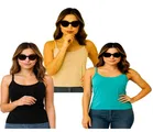 Cotton Solid Camisole for Women, Multicolour, Pack of 3 