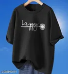 Cotton Blend Printed T-shirt for Women, Black 