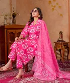 Rayon Printed Kurta with Pant & Dupatta for Women 
