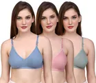 Cotton Blend Solid Non Padded Bras for Women (Multicolor, 30B) (Pack of 3)