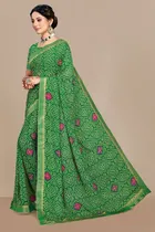 कानूड़ा फैंसी विमेंस जॉर्जेट फ्लावर प्रिंटेड साड़ी 