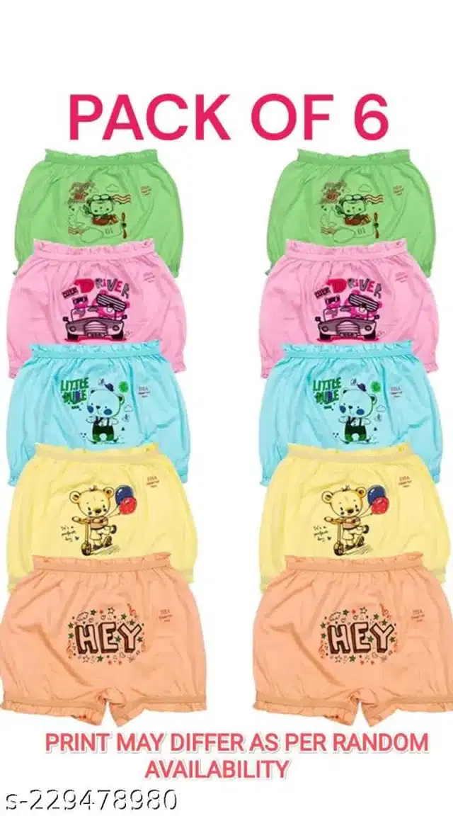 Cotton Innerwear Shorts for Kids (Multicolor, 3-4 Years) (Pack of 6)