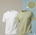 Polyester Round Neck T-shirt for Men, Multicolour, Pack of 2 