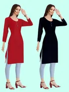 Crepe Solid Kurtis for Women 