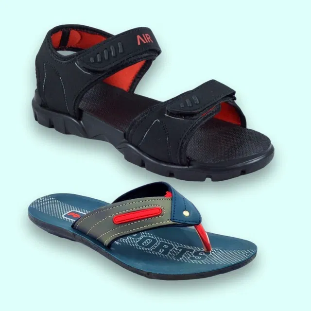 Slipper with Sandals for Men (Multicolor, 6) (Pack of 2)
