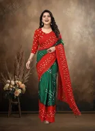 Art Silk Printed Saree for Women, Green 