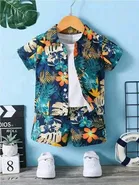 Cotton Silk Printed Clothing Set for Boys (Multicolor, 9-12 Months)