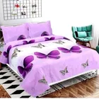 Microfibre Double Butterfly Printed Bedsheet 88x90in Purple