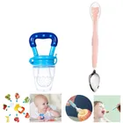 Combo of Silicone Double-Head Feeding Spoon & Fruit Nibbler for Baby (Multicolor, Set of 2)