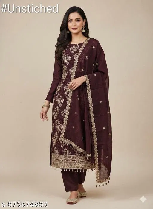 Embroidered Punjabi/All Over Suits for Women (Multicolor, 6.45 meter (XL)