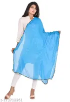 Solid Cotton Dupattas for Women ,Sky Blue & Black, Pack of 2 