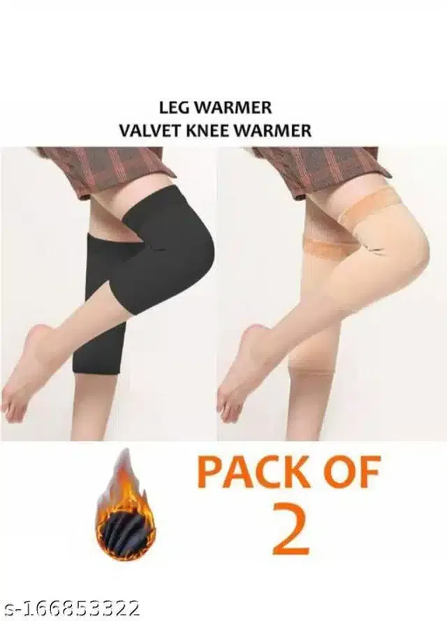 Woolen Knee Protector (Beige & Black, Set of 2)