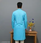 Cotton Solid Kurta for Men, Blue 