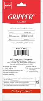 Cello Gripper-1 Ball Pen, Blue - Pack of 5