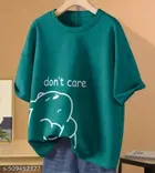 Cotton Blend Printed T-Shirt for Women, Blue & Green, Pack of 2 