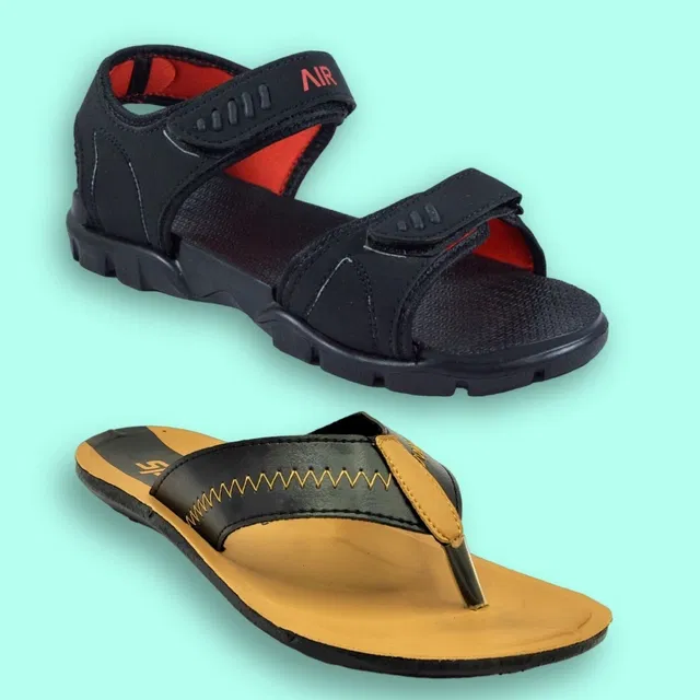 Slipper with Sandals for Men (Multicolor, 10) (Pack of 2)