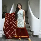 Rayon Embroidered Kurta with Pant & Dupatta for Women 