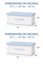 Craft Bazar Multipurpose Foldable Fabric Big Storage Box Set of 2 with Lid and Handle for Clothes, Toys, Wardrobe, Shelf, Bedroom and Home Organization