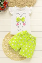 Hosiery Cotton Printed Clothings Set for Girls 