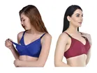 Cotton Blend Solid Non Padded Feeding Bras for Women 