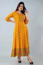 Rayon Printed Anarkali Kurti for Women 