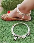 Anklet Silver Free Size Anklets & Toe Rings for Women, Pack of 2