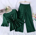 Poly Crepe Solid Clothing Set foor Girls, Green 