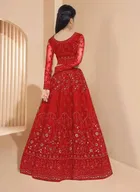 Net Embroidered Semi Stitched Lehenga for Girls 