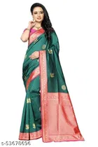 Litchi Silk Zari Woven Saree for Women, Green 