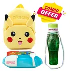 Combo of Fabric School Bag, Water Bottle with Lunch Box for Kids 