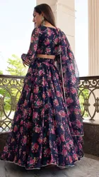Georgette Semi Stitched Lehenga Choli for Women 