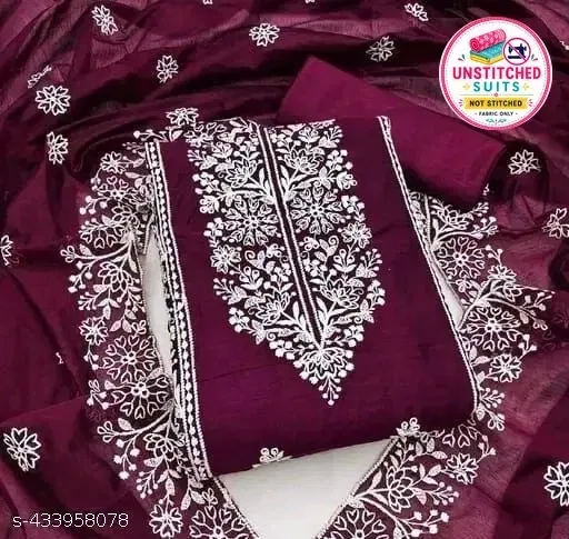 Chanderi Cotton Punjabi/All Over Suits for Women (Purple, Un Stitched)